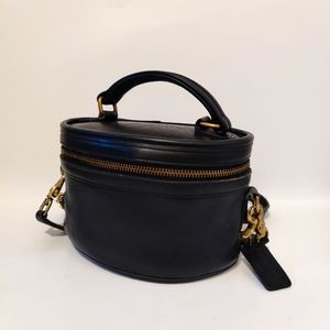 Coach Black Leather Top-Handle Crossbody Bag with Gold Hardware